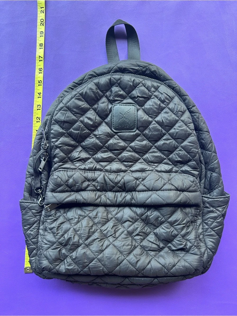 CAPEZIO B203W Technique Quilted Black Backpack with Logo Patch